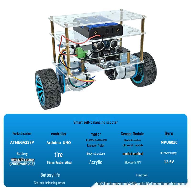 Arduino-Compatible Bluetooth Two-Wheel Balance Car with Ultrasonic Obstacle Avoidance