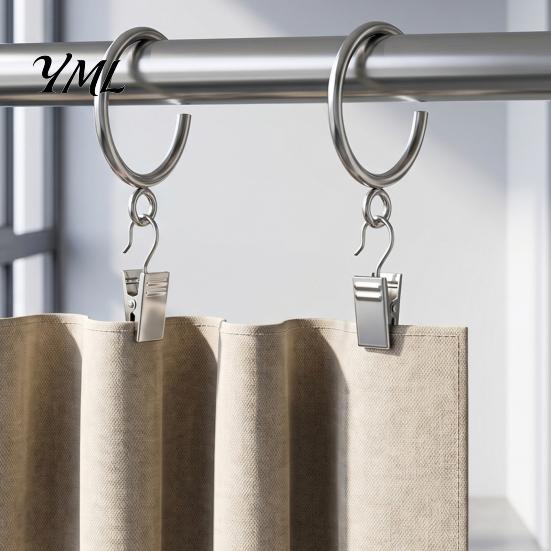 Anti Rust Metal Curtain Hardware 10Pcs C Shaped Rings, Heavy Duty Bypass Rings for 1.25 Inch Rods Passing Drapery with Eyelets French Return