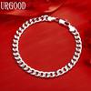 Bracciale Moda Catena Laterale 7mm Argento Sterling 925 Gioiello Regalo