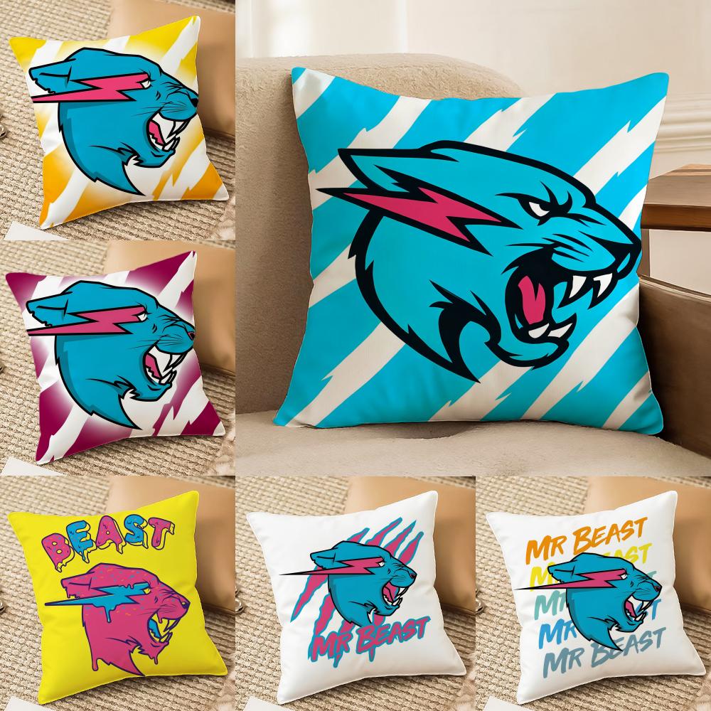 Funny MrBCute BBeasts Cushion Cover Short plush Doublesided Print Square Throw Pillow Covers Sofa Home Cushion Decor