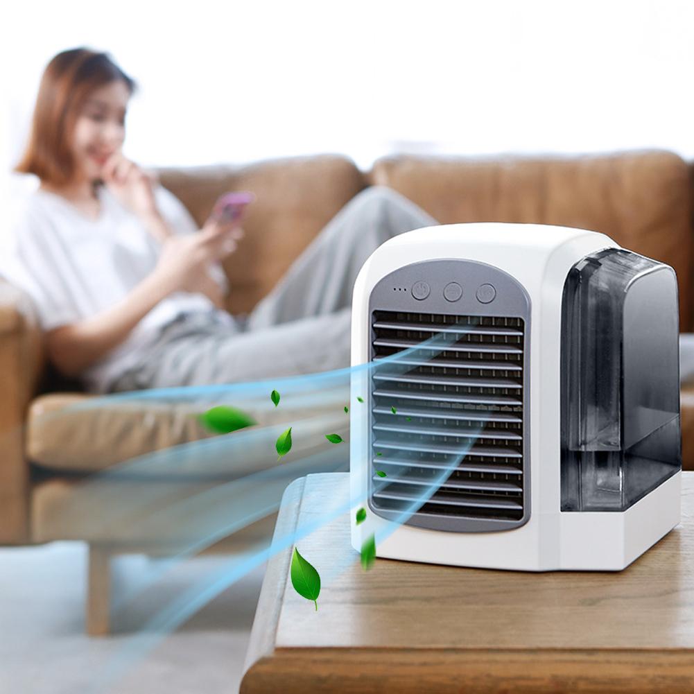 Summer New Style Water-Cooled Fan Portable Air Conditioner with Dynamic Ice Mist Technology Mini Household Desktop Fan