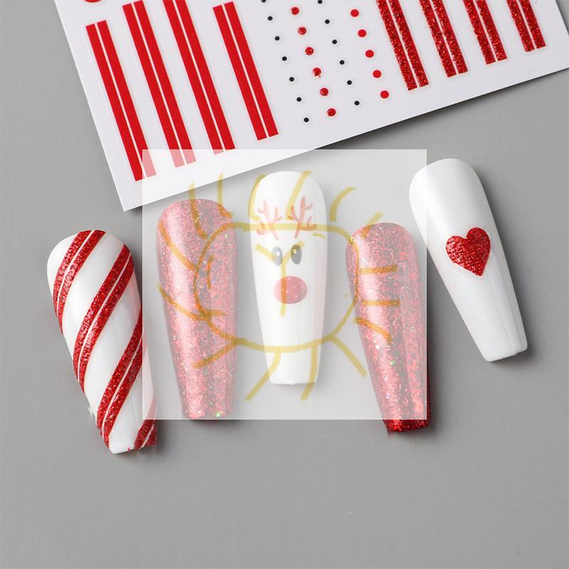 5Pcs Trendy Cartoon Laser Glitter Nail Art Stickers DIY Self Adhesive Nail Art Decorations Pretty Manicure Decals