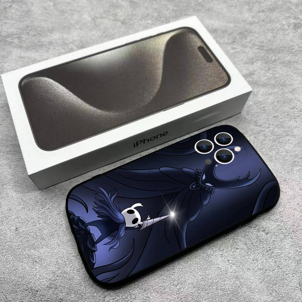 H-Hollow K-Knight Silksong Telefoonhoesje Voor iPhone 17,16,15,14,13,12,Pro,Max,Plus,E,SE4,Air,Mini Zwarte Zachte Verpakking