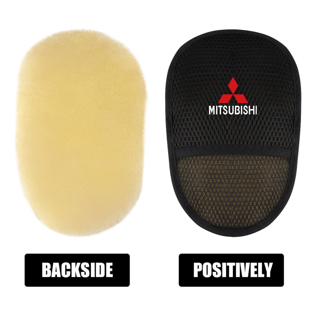 1/2 Stück Auto Styling Wolle Weich Auto Mikrofaser Waschhandschuhe für MITSUBISHI Ralliart Lancer Outlander ASX X CX-30 CX-5 Pajero L200