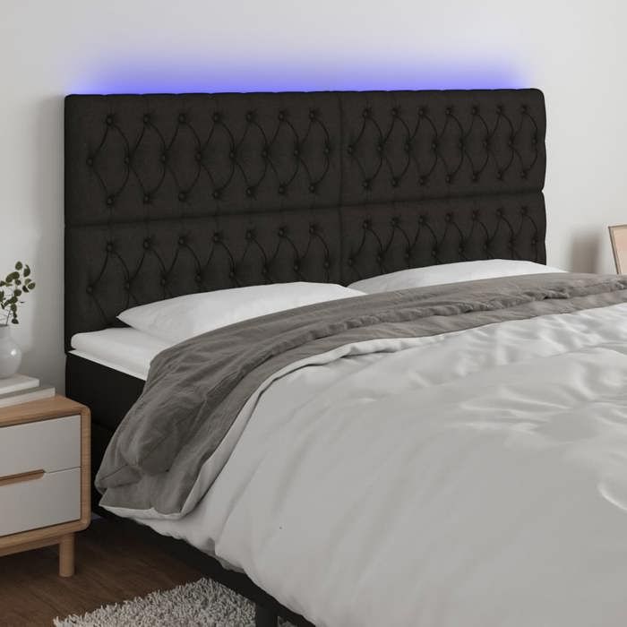 VidaXL Tête de Lit à LED Meuble de Chambre à Coucher Accessoire de Lit Double Tête de Cadre de Lit Intérieur Noir 3122784