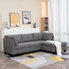YODOLLA 225cm L-Shaped Corner Sofa, 3-4 Seater Sectional with Footstool for Living Room, Grey