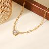 Women's teardrop square zircon necklace, titanium steel light luxury clavicle chain accessory