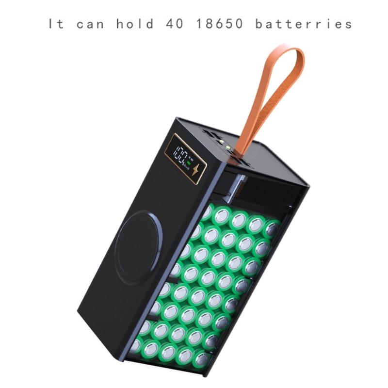 DIY Power Case Box Pouzdro na baterie 18650 Odnímatelné DIY Power Case s LED světlem USB C Pouzdro pro rychlé nabíjení Typ C USB