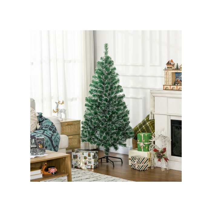 Sapin de Noël artificiel HOMCOM de 1,5 mètre avec 416 branches et base métallique verte en PET