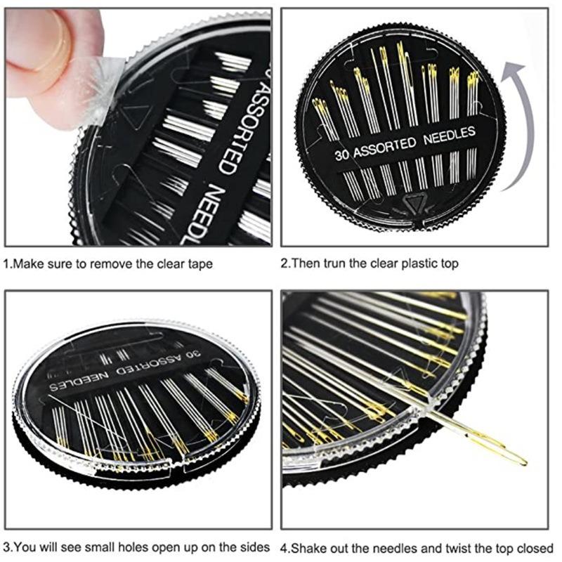 30-Pack Premium Hand Sewing Needles 6 Sizes Assorted Needles Embroidery Needles for Handsewing Art and Craft Projects Sewing