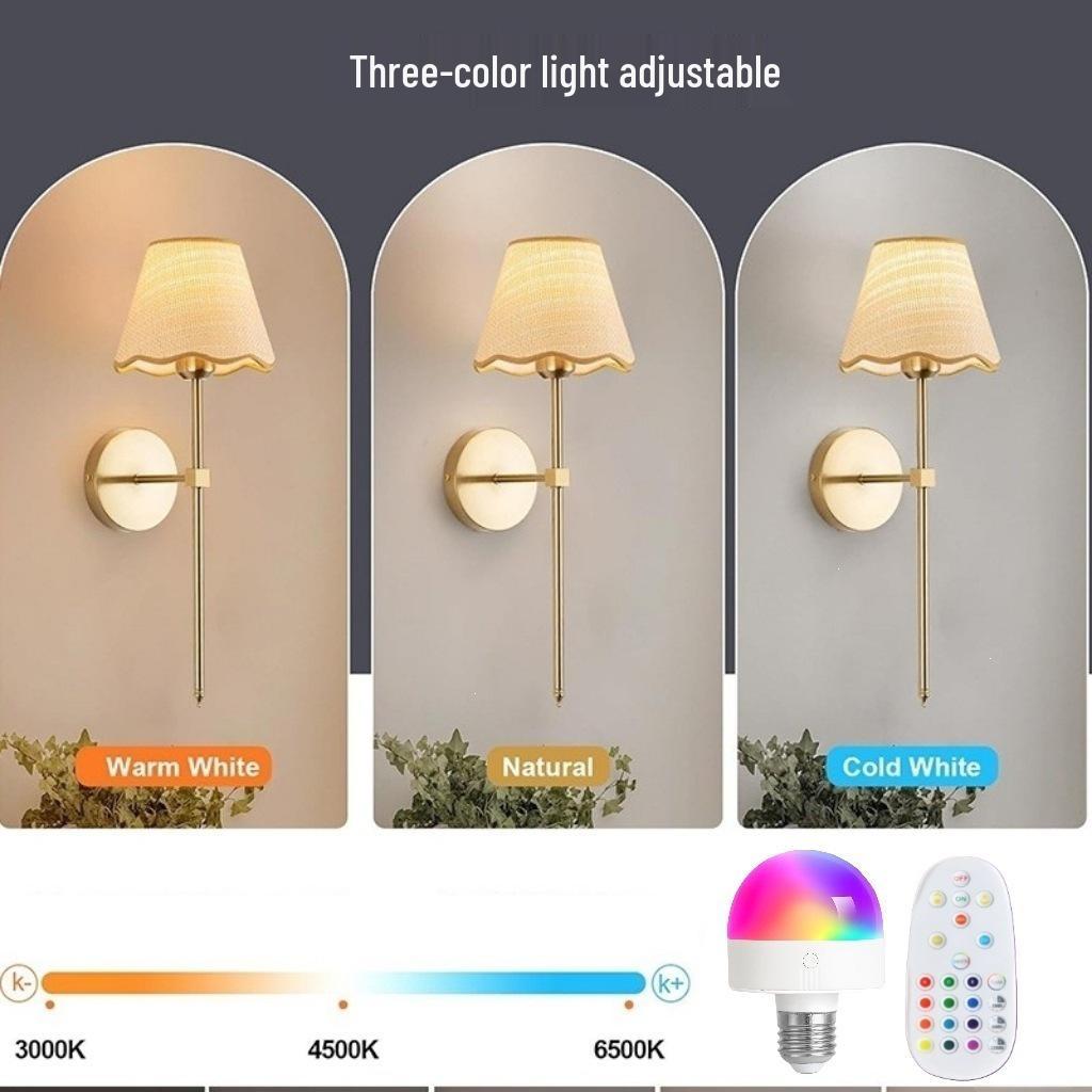 Rechargeable RGB Battery-Powered Wall Lamp - Creative American Style for Living Room or Bedside, Includes Remote Control