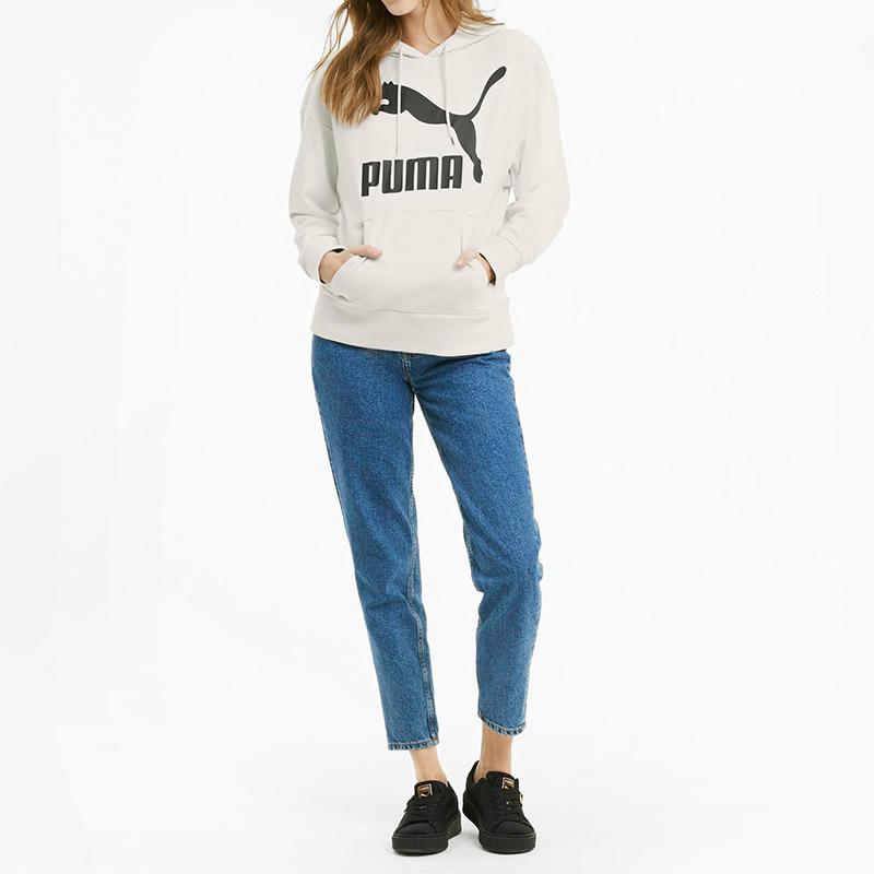 Puma Classics Logo Hoodie Women tops Charcoal-Grey 599197-05