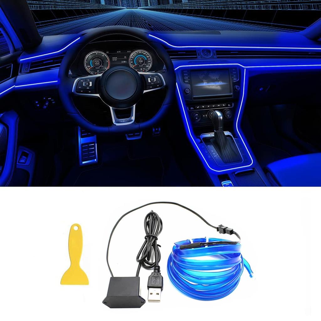 5M Car Interior Led Strip Light Neon EL Wiring Decorative Lamp For Auto DIY Flexible Ambient Light USB Party Atmosphere Diode Neon Lights 4