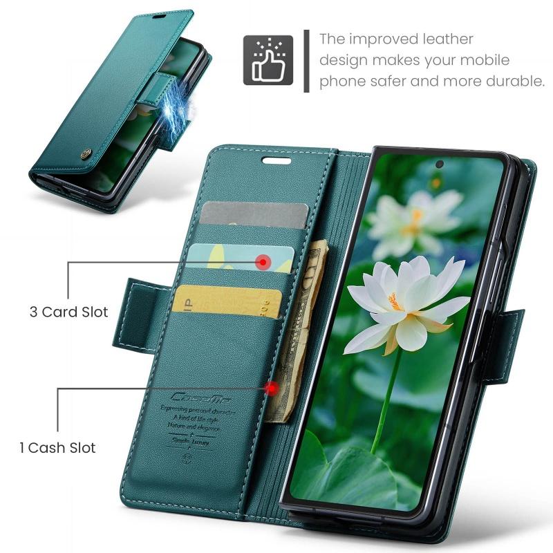 Magnetic Leather Wallet Multi Card Phone Case for Samsung Galaxy Z Fold 7 6 5 Fold6 Fold5 Shockproof Stand Cover Back Bag