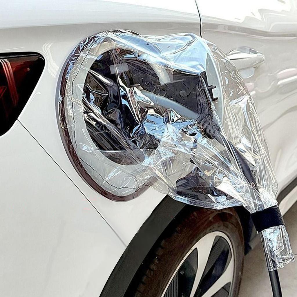 Newly Upgraded Electric Car Side Charging Port Rain Cover – Transparent Headstock Charger Port Cover, Waterproof Charging
