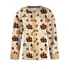 Damen Halloween Print Langarm Strickjacke Knopfleiste Oberbekleidung