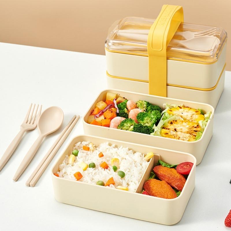 Plastic Bentos Container Leakproof Seal Compartmentalized Design Lunch Box Utensils Included for School Office Use