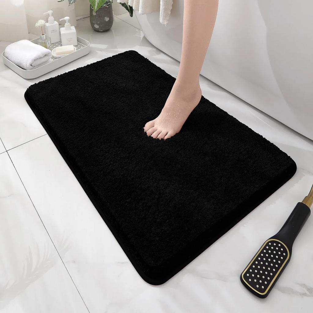 Rounded and Thickened Bathroom Floor Mat, Bathtub Absorbent Mat, Plush Material, Anti Slip Foot Mat, Entrance Door Mat, Bathroom