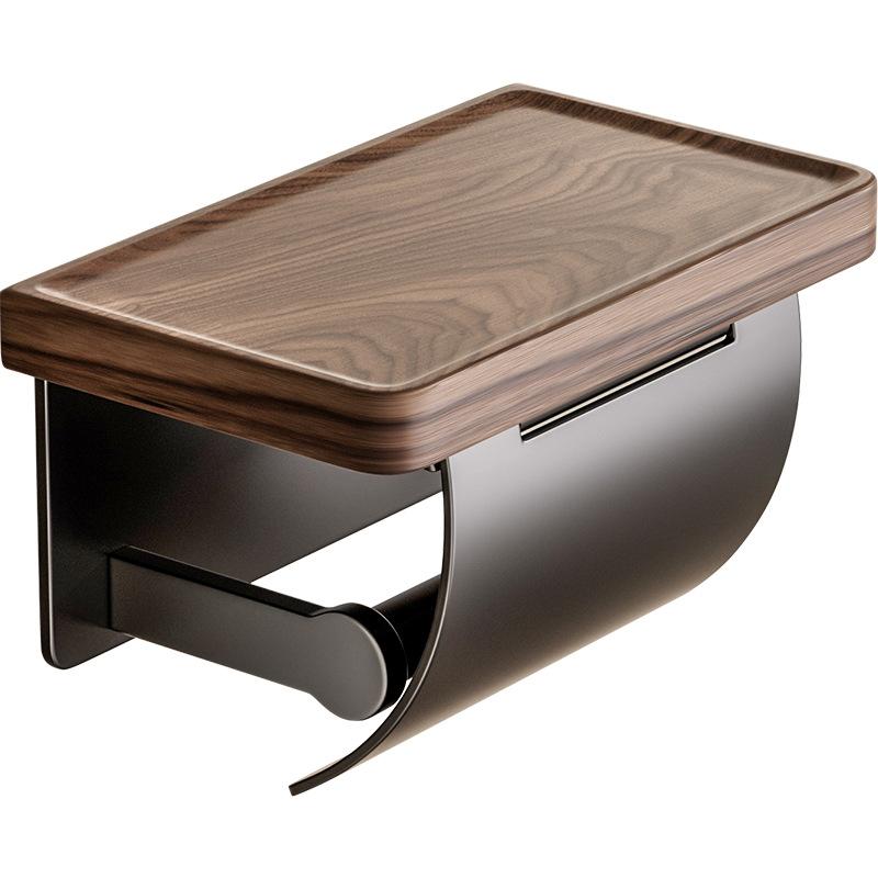 Walnut Bathroom Toilet Paper Holder Without Punching Toilet Solid Wood Tissue Box Tissue Holder Storage Rack