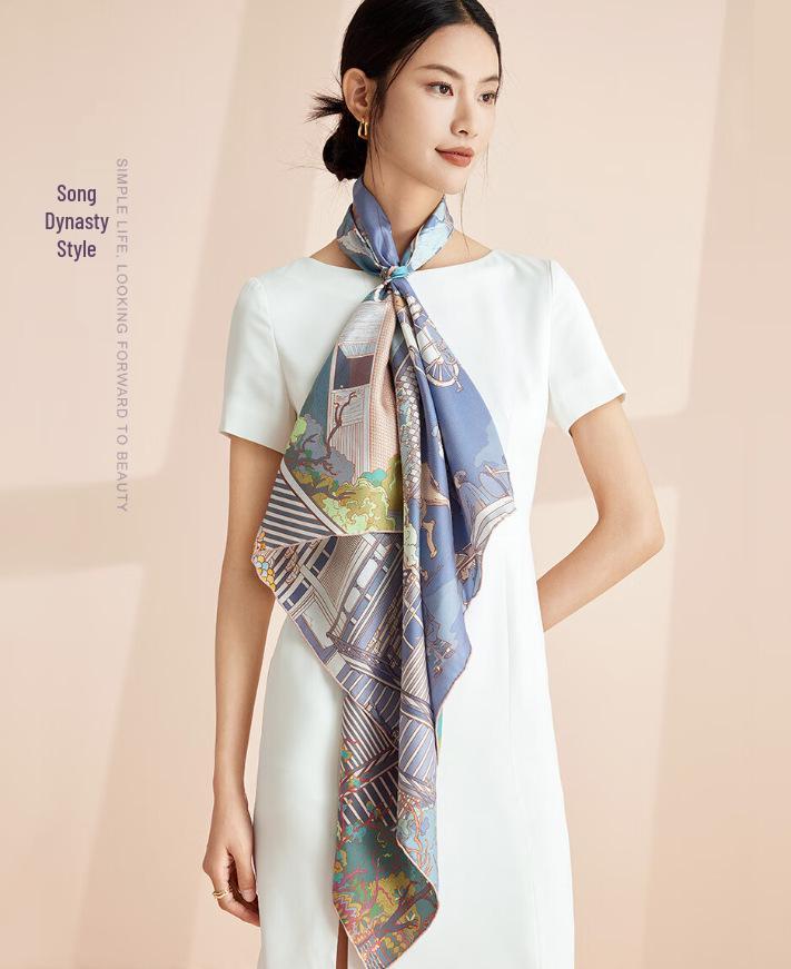 Versatile Double-Sided 100% Mulberry Silk Scarf, 16 Momme Twill, Luxury Style for Autumn/Winter
