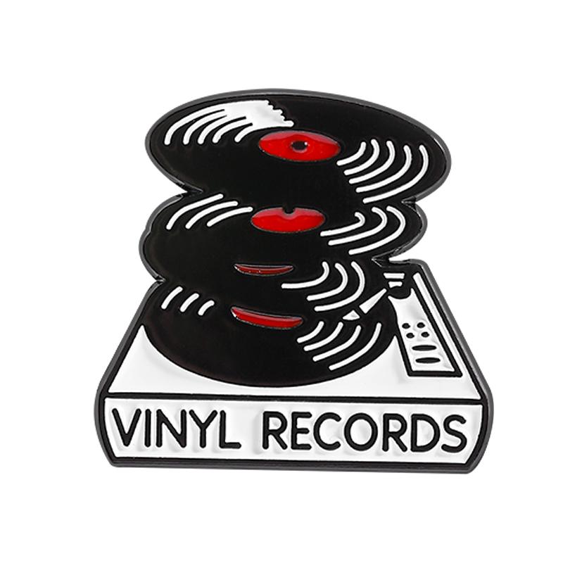 Retro Black Vinyl Record Player Enamel Pin Rock And Roll CD Player Nostalgic Brooches Lapel Badge Jewelry Gifts For Friends
