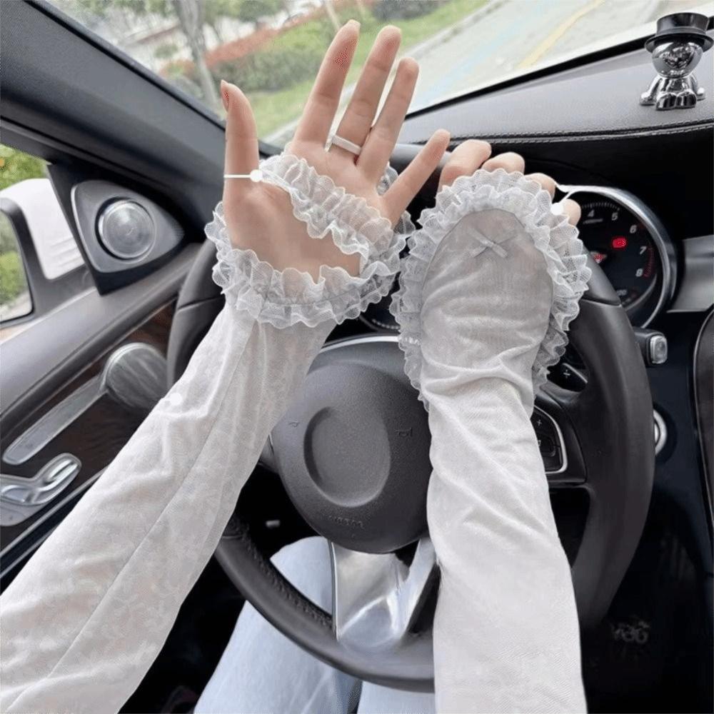 Breathable Sun Protection Sleeves Cooling Sunscreen Arm Guards Lace Arm Covers  Nail Art Props