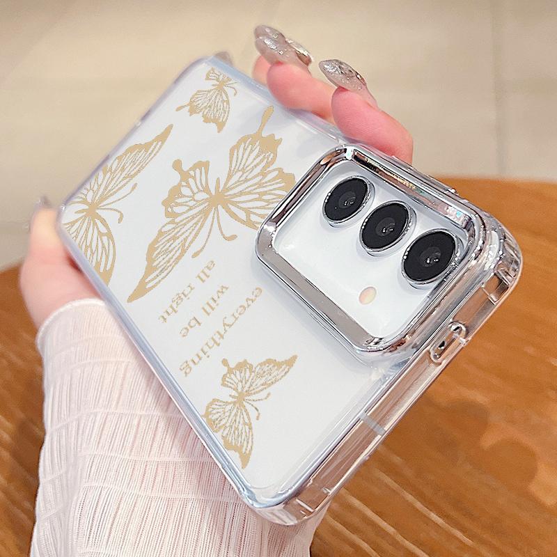 Beautiful Butterfly Pattern Clear Case For Samsung S24 FE S23 S22 Ultra A55 A54 A35 A34 A14 Lens Protection Shockproof Soft Transparent Phone Cover