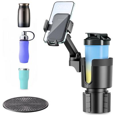 Universal Cup Holder 360-degree Phone Mount Expandable Rotation Base 2-in-1 Stable Phone Holder