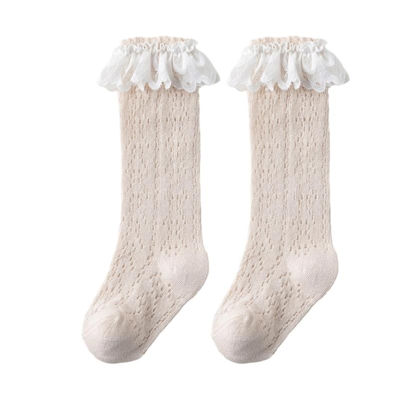 

Newborns Long Tube Socks 0-1-3 Years Girls Stockings Summer Thin Lace Fly Protective Mesh Breathable Socks S