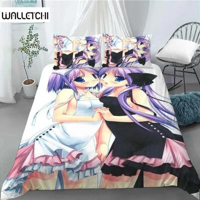 Nové Lucky Star 3D tisk Anime Dívka 3 ks Sada povlaku na přikrývku Módní ložní soupravy Přikrývka Povlak na přikrývku Povlak na polštář Domácí textil