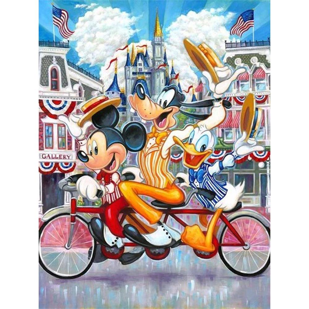

Disney Diamond Painting: Mickey Goofy Donald Duck Disneyland Ride Theme Cartoon Diamond Painting Full Diamond Cross Stitch DIY Gift Home Decor Round 20x30cm