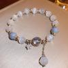 Pulseira de pedra opala azul roxa para mulheres e meninas, pulseiras de cristal brilhantes, pingente de lua e estrela, pulseiras, joias