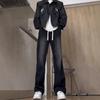 Fleece Straight-leg Loose Jeans Men's Autumn Trendy Brand Versatile Casual Wide-leg Hong Kong Style Mopping Long Pants