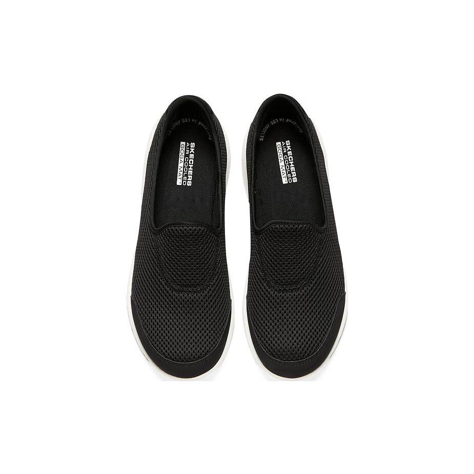 Skechers Go Walk Classic Malla de Tela Cuero Sintético Cómodos Versátiles de Caña Baja Zapatos Casuales Zapatilla para Mujer Negro Blanco 124979-BKW