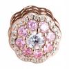 Charms Gilded Flower Pink White Zirconia With Flower 925 Silver