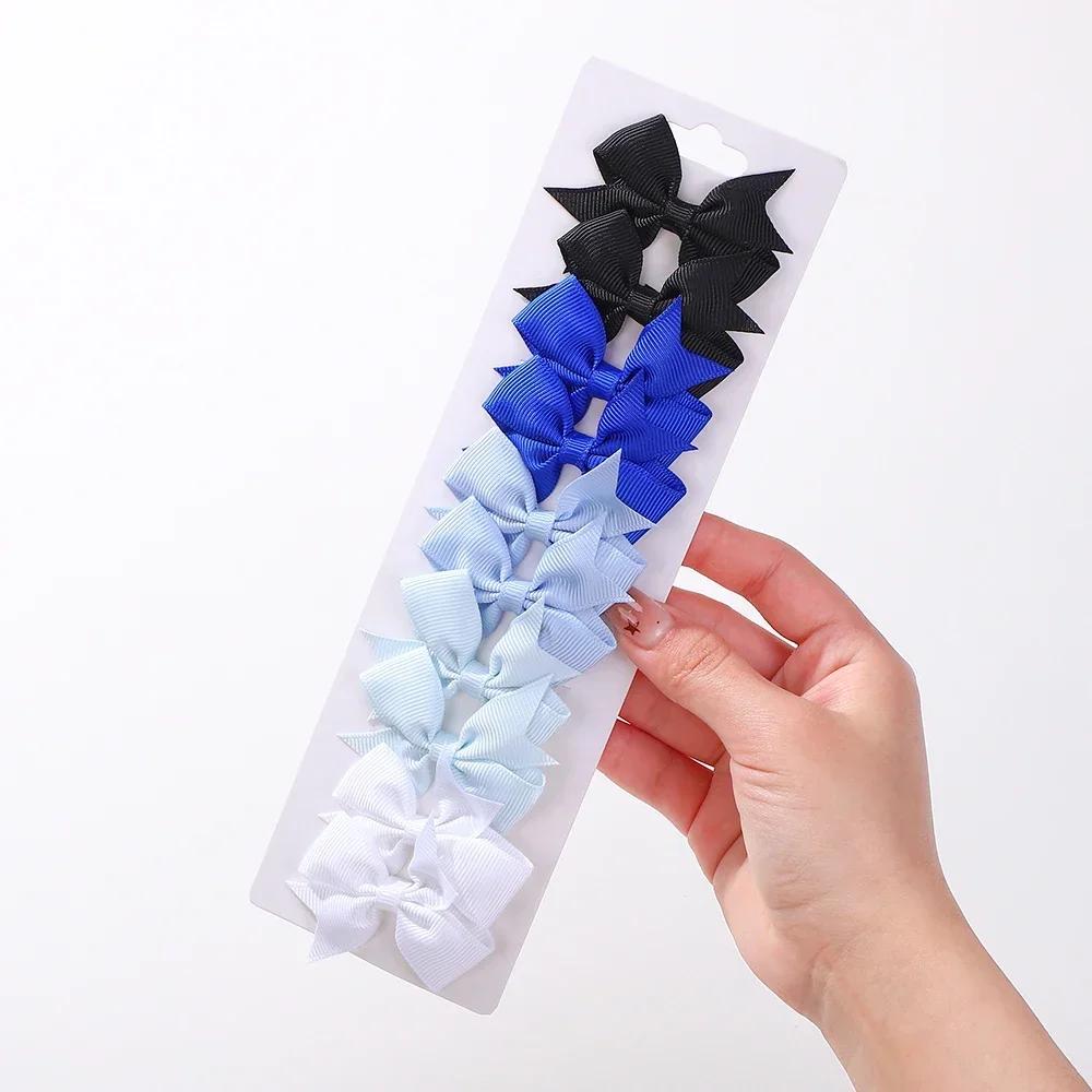 BABY BOWS 10pcs/Set Solid Handmade Bows Hair Clips Ribbon Bowknot Hairgripes for Girls Barrette Classical Kids Headwear Whole