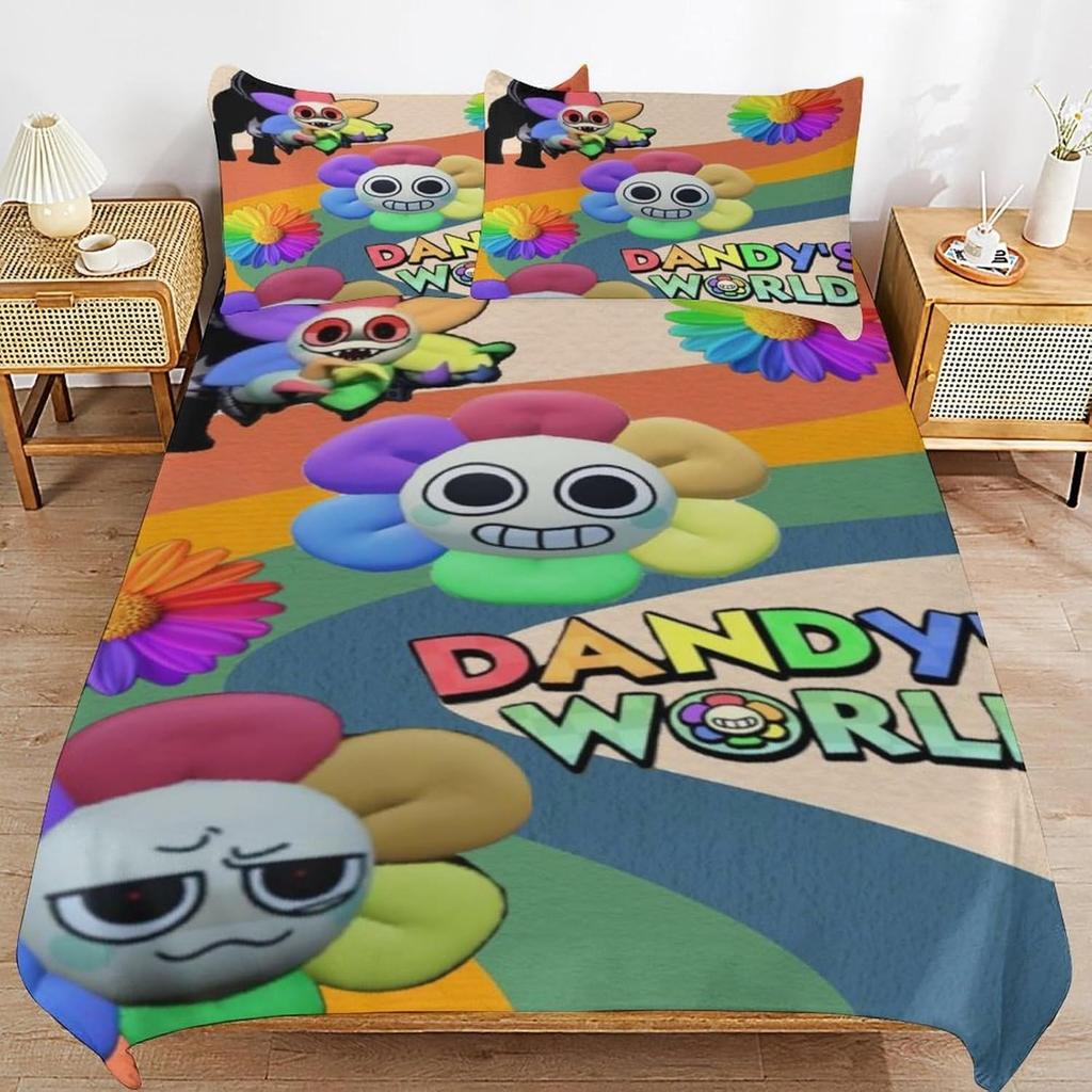 D-Dandy's World Bedding Set 3D Printed Anime Duvet Cover Set with Pillowcases Boy Teens Girl Birthday Gift Soft Cute Bedclothes
