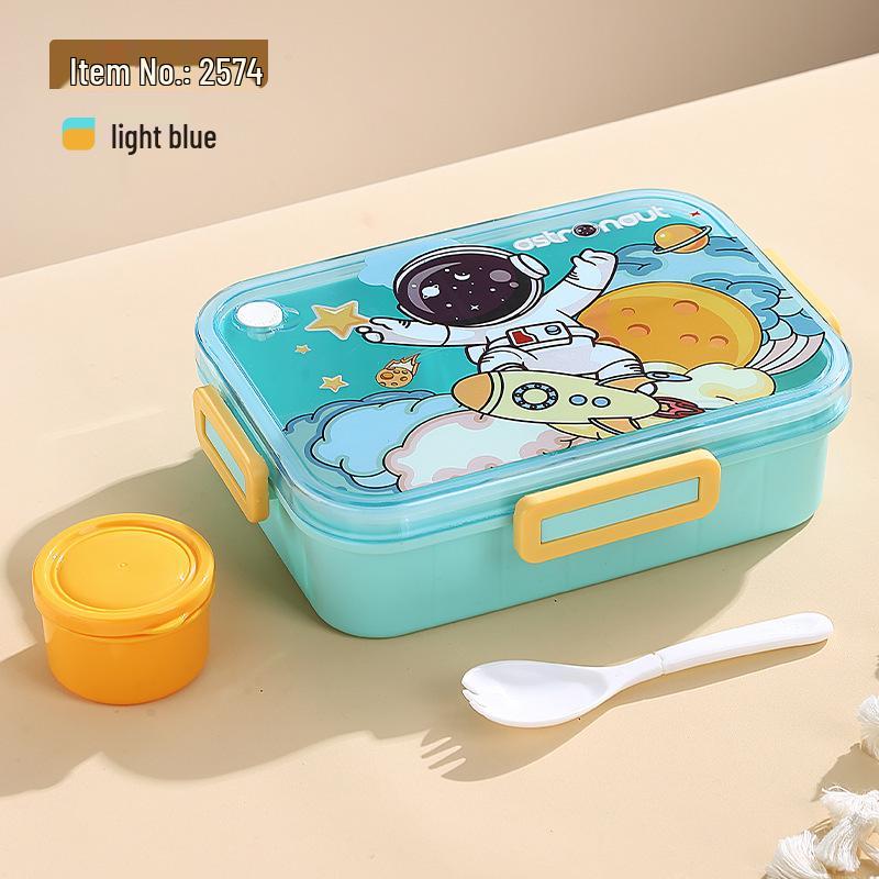 

Детский мультяшный ланч-бокс с дизайном космонавта, динозавра и единорога - Бенто с тремя отделениями и миской для салата