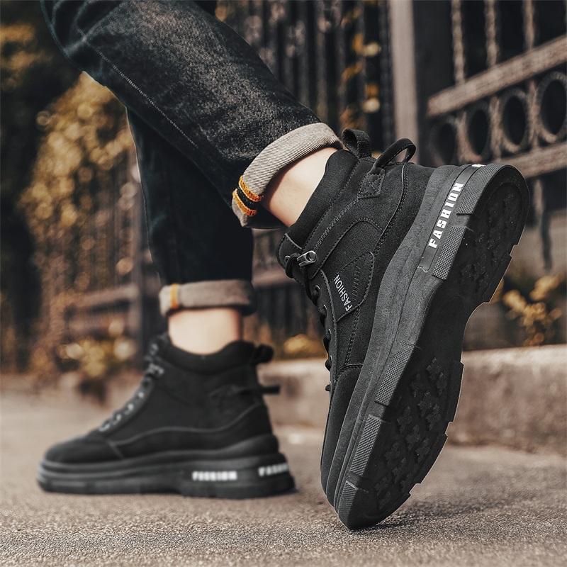 New Fashion Autumn And Winter Men's High Top Martin Boots Students Male Boys Trending Soft Sole Work Shoes Labor Protection Martin Sneakers