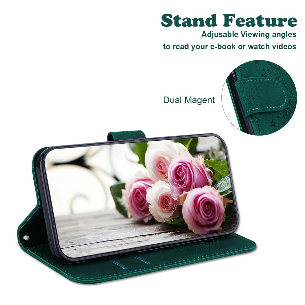 For Realme 14 5G Case PU Leather Wallet Phone Cover Butterfly Flower Imprint