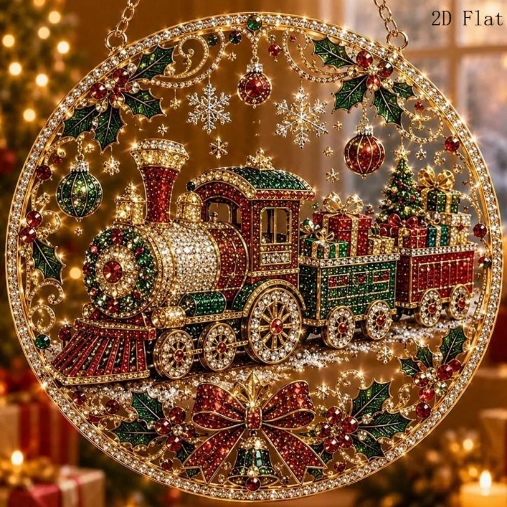 2D Flat Christmas Ornament Shiny Christmas Tree Decor Home Decoration Xmas Hanging Decor  Party