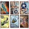 Putuo Decor Fighter Plane Vintage Tin Sign Plaque Metal Plate Retro Posters Wall Art Decoration for Garage Man Cave Pub Bar Club