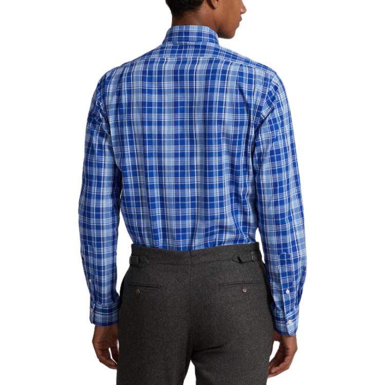 Polo Ralph Lauren Logo Embroidered Plaid Button-Down Long Sleeve Shirt Men Shirts Blue MNPOWOV16823322-999