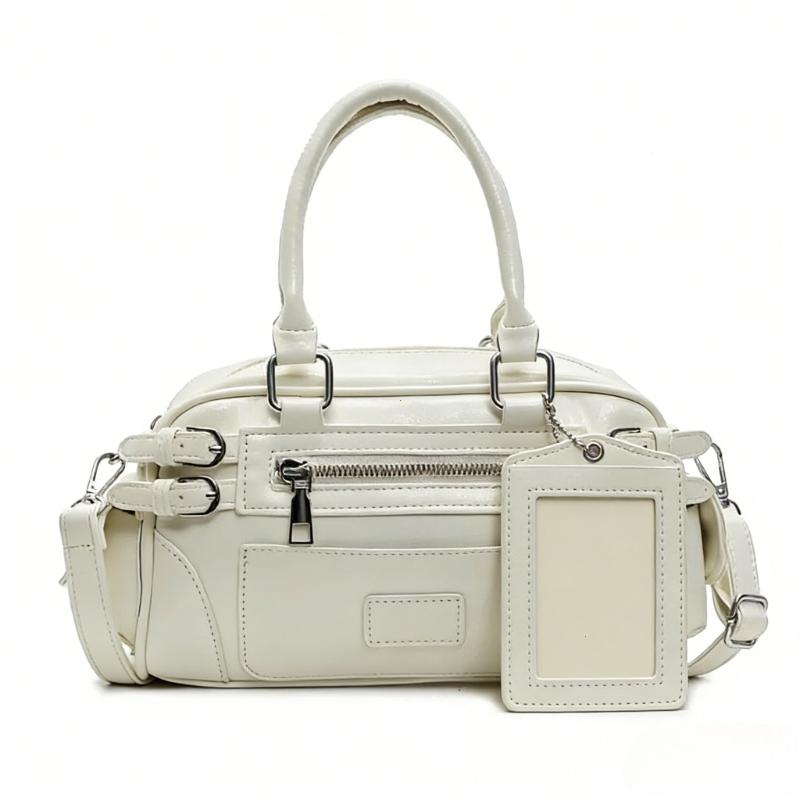 Stylish Design Glossy PU Sqeare Shoulder & Crossbody Bags Solid Zipper  Trendy Designer Style Handbags for Women