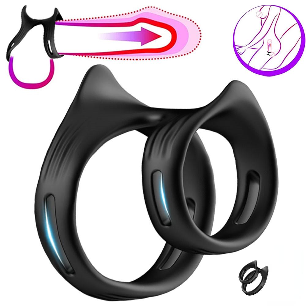 Double Men's Ring Penis Cock Ring Delay Ejaculation Couple Ring Dick Accessories for Sex Games Sexulaes Toys
