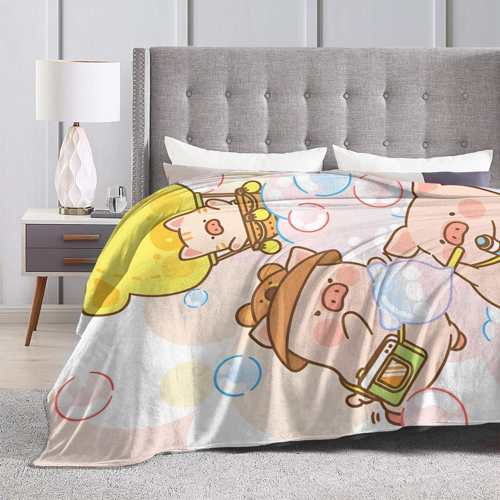 Cartoon L-Lulu Pig  Blanket  Soft Fashion Plush Bedding Throws For Couch Chair Decorative Flannel Bedspread Bed Cover