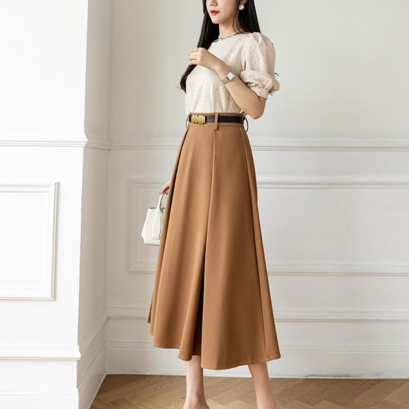 Costum pentru femei Fusta de vară Moda coreeană Talie înaltă Chic Elegantă Femeii A-line Commuter OL Fusta profesională Ocazie formală