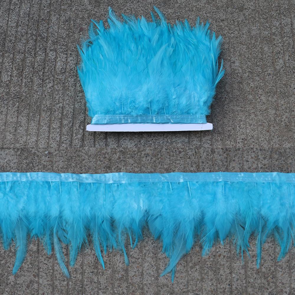 Feather5 10Meters Rooster Feather Trim 8-13CM Colored Chicken Feathers Ribbon  3-5" Saddle Pheasant Feathers Trim Fringe