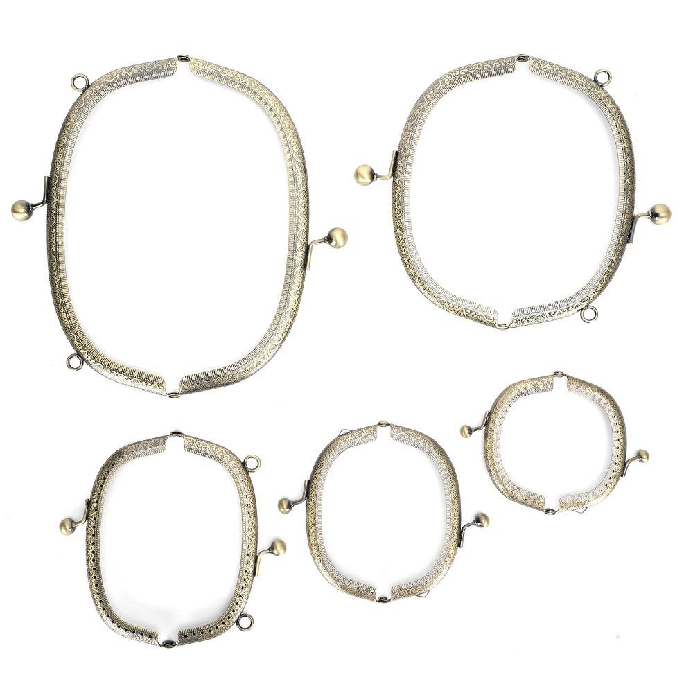 5Pcs Arc Shape Metal Purse Frame Bronze Embossed Clutch Frame  For Wallet Sewing