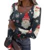 Damenmode Slim Bottom Casual Langarm Weihnachten bedruckt Pullover U-Ausschnitt Top